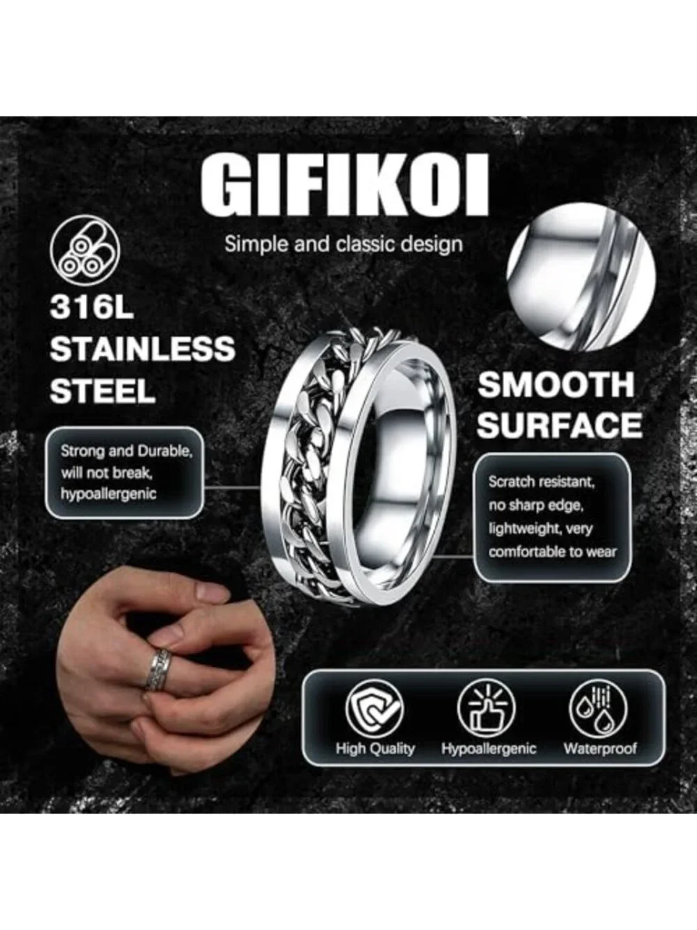 30Pcs Men's Stainless Steel Jewelry Set - Rings, Chains, Bracelets & Earrings